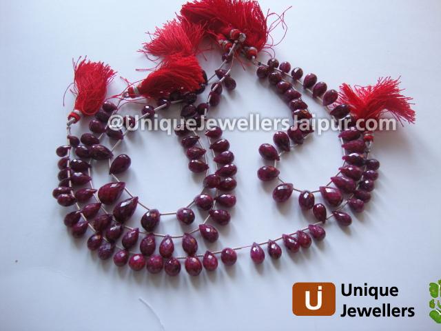 Ruby Faceted Drop Beads